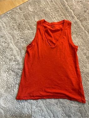 Madewell Women's Reddish Orange V-Neck Tank Top